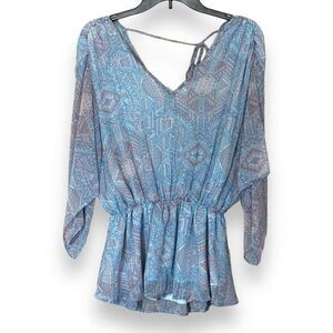 White Birch Flowy Bohemian Top Light Blue Size Small NWT